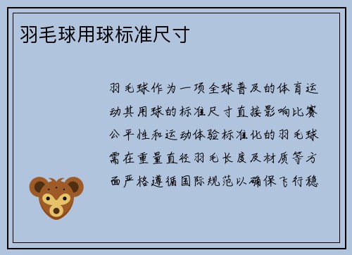 羽毛球用球标准尺寸